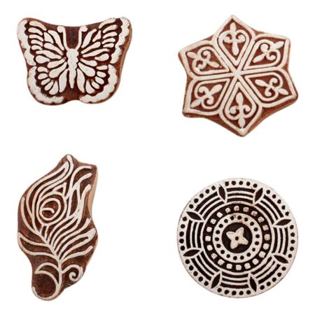 Set of 4 Piece New Mix Wooden Printing Block